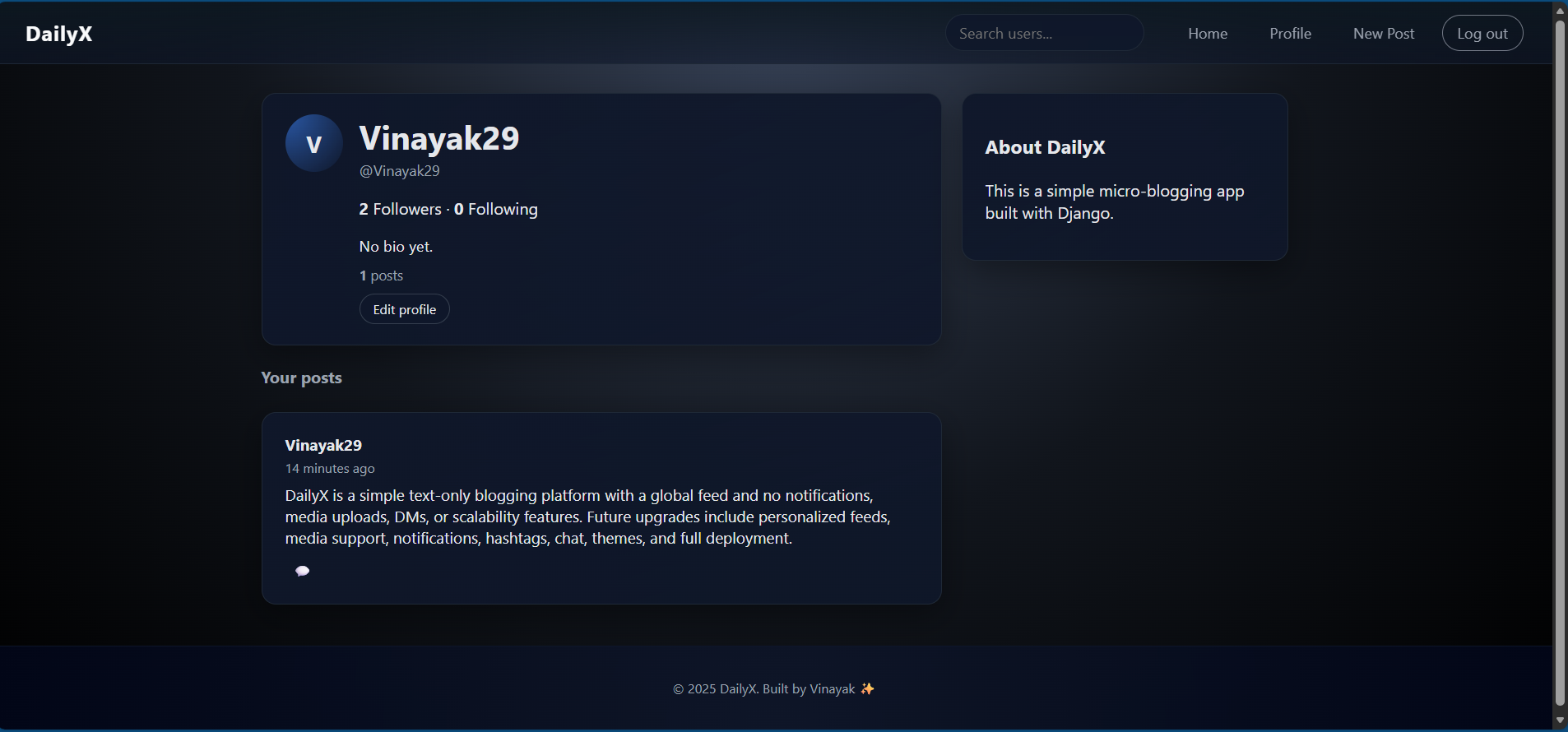 DailyX Microblog Platform Project